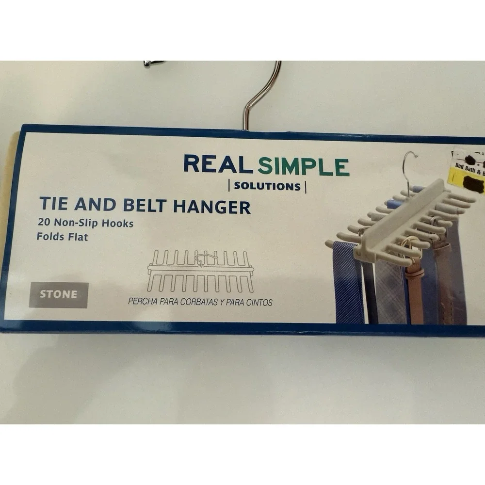 Tie and Belt Hanger 20 Non Slip Hooks Folds Flat Bed Bath and Beyond Stone Color